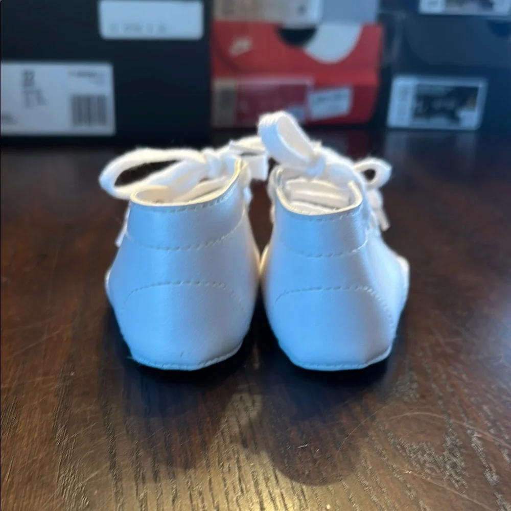White Baby Dress Shoes Infant Christening Baptism Lace Up Size 2